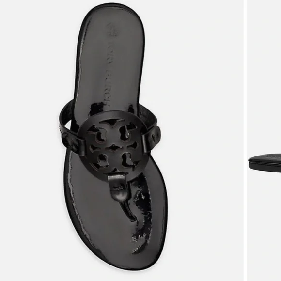 Tory Burch Miller Black soft sandal patent leather Size 8 gently used - Picture 4 of 16